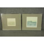 Caroline Scarlett Shearfield, 'North Devon Landscape' and a reservoir, limited edition etching and