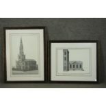 Benjamin Cole, two engravings 'The North West Prospect of the Parish Church of St George in