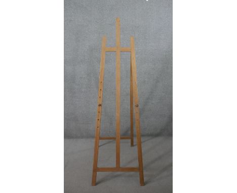 A 20th century pine A-frame artist's easel, with adjustable turned pegs. H.202 D.63cm 