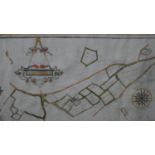 A framed and glazed 17th century hand drawn map showing the land owned by the Manor of Grove, with