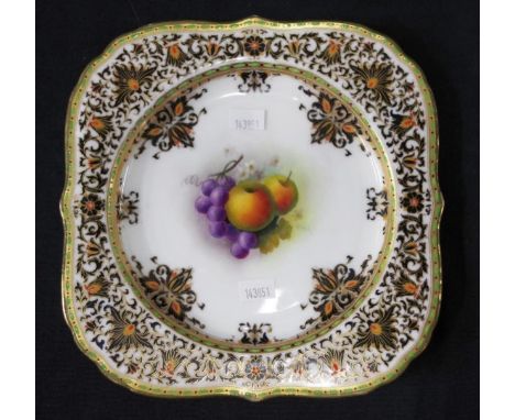 Handpainted Royal Worcester "fruit" cabinet plate C1924, signed A Shuck, width 21cm approx