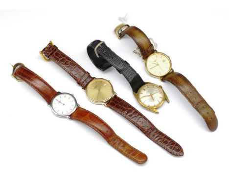 Four watches for restoration includes Two Tissot and a Longines all quartz movements, and a manual wind Acme Incarbloc 23 jew