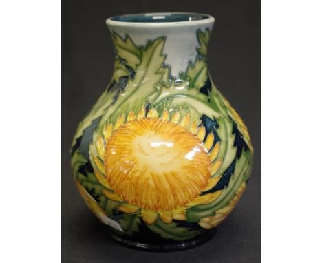 Moorcroft Pottery Vase - Dryandra / Sunflower designed and signed by Angi Davenport, limited edition number 26 / 250, dated 1