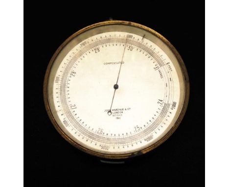 Vintage John Wardale, London brass cased barometer Compensated Barometer, marked for John Wardale, London, # 1645/1916, brass