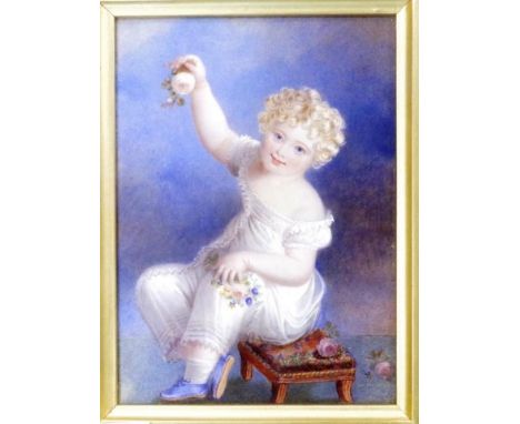 Good George IV gilt framed portrait miniature watercolour, portrait miniature by William HUDSON, (English d1847),  signed low