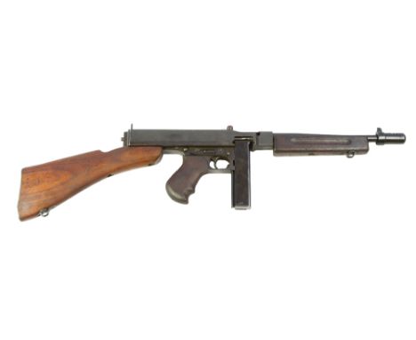 A DEACTIVATED 1928 A1 THOMPSON .45 CALIBRE MACHINE GUN, made by Auto-Ordnance Corporation Connecticut US, No S496497, barrel 