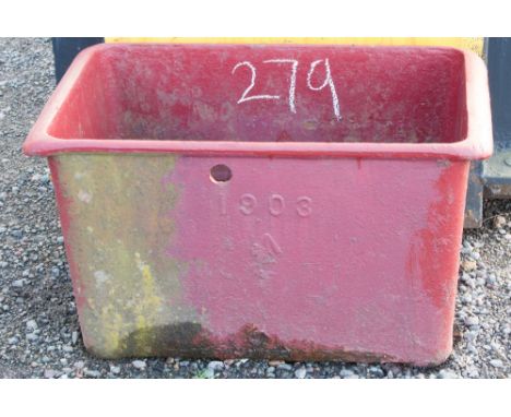 AN EDWARDIAN CAST IRON OFFICER'S MESS CISTERN, of rectangular form, dated 1903 with broad arrow mark, painted in red oxide, H