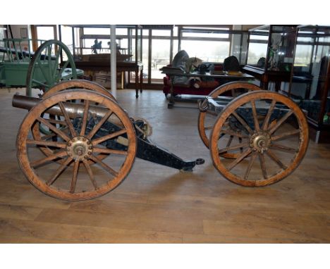 A RARE SEVEN PDR 200 LBS MARK IV MOUNTAIN GUN AND LIMBER, with tapered two stage steel barrel, the breech bearing 'VR' cypher