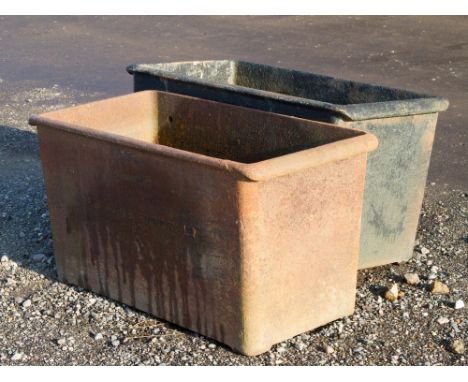 AN EDWARDIAN CAST IRON OFFICER'S MESS CISTERN, of rectangular form, maker's name 'Brickhouse Foundry Ltd' and dated 1904, bro