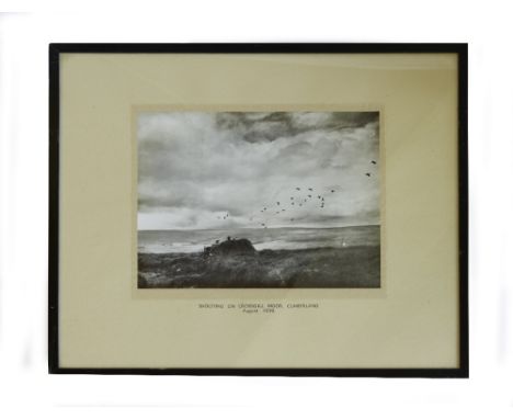 A SET OF FOUR FRAMED HUNTING SCENE PHOTOGRAPHS, titled 'Shooting on Crossgill Moor, Cumberland, Aug 1939', 51 x 46 cm  (4)