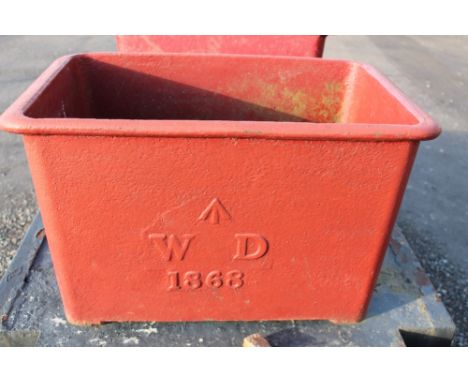 A VICTORIAN CAST IRON OFFICER'S MESS CISTERN, of rectangular form, bearing maker's name 'Cottam &amp; Cottam' and dated 1868,