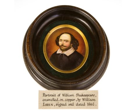 WILLIAM ESSEX (1784-1869) An oval miniature portrait of William Shakespeare, enamelled on copper, signed 'W. Essex' and dated