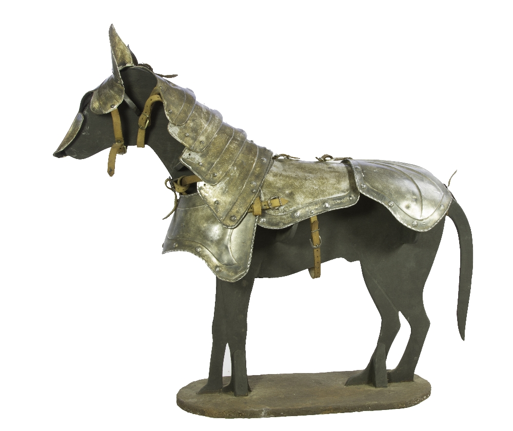 A MID 20TH CENTURY COPY OF MEDIEVAL DOG ARMOUR, fashioned from