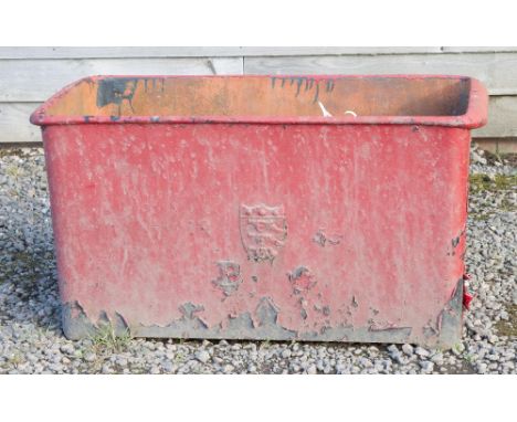 A VICTORIAN/EDWARDIAN CAST IRON OFFICER'S MESS CISTERN, of rectangular form, with raised shield, three cannon and letters 'B 