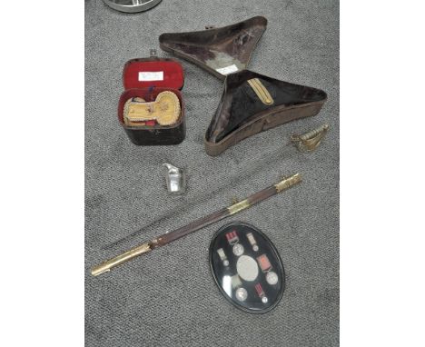 A 19th century Naval collection belonging to Paymaster In Chief Edwin Rose Maill R.N. Comprising, Medals in oval framed and g