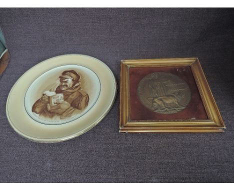 A WW2 Death Plaque to Percy Boden in glazed display frame along with a Grimwades Ceramic Plate Bruce Bainsfather of Old Bill,
