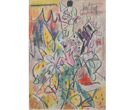 GEN PAUL (1895-1975) crayolor "Clown with the accordion" - Weight:  2.70 kg - Region: France - Sizes: H 575 mm L 445 mm - Con