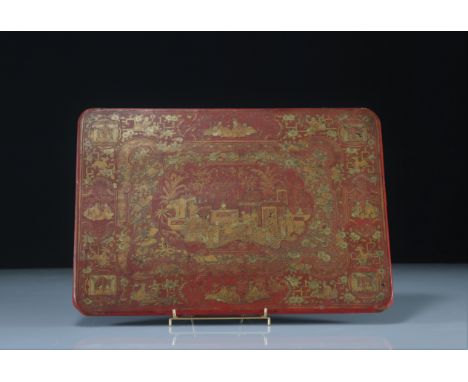 Wooden plaque decorated with 19th century Chinese painting - Weight:  680 g - Region: Chine - Sizes: H=265mm L=380mm - Condit