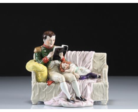 Saxon porcelain group depicting Napoleon - Weight:  980 g - Sizes: H= 175mm L=185mm - Condition: at first sight - good condit