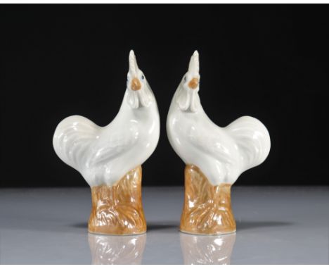 Pair of Chinese porcelain roosters - Weight:  435 g - Region: Chine - Sizes: Divers - Condition: at first sight - good condit