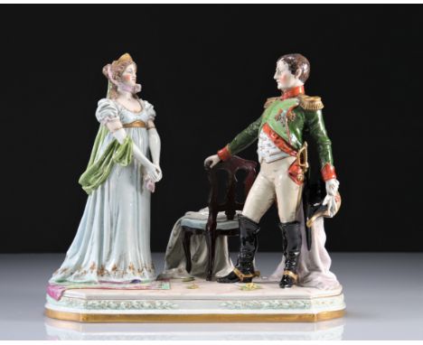Saxon porcelain group depicting Napoleon - Weight:  1.76 kg - Sizes: H= 275mm L=290mm - Condition: at first sight - good cond