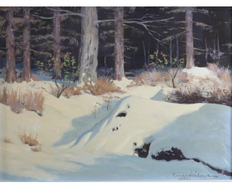 Fernand VETCOUR (1908-2001) Oil "landscape under the snow" - Weight:  1.70 kg - Region: Belgique - Sizes: H=470mm L=580mm ave