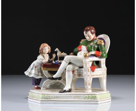 Saxon porcelain group depicting Napoleon - Weight:  1.40 kg - Sizes: H=195mm L=215mm - Condition: at first sight - good condi