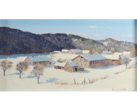 Fernand VETCOUR (1908-2001) Oil "landscape under the snow" - Weight:  860 g - Region: Belgique - Sizes: H=325mm L=510mm avec 