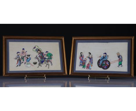 XIXth Canton Paintings - Weight:  1.32 kg - Region: Chine - Sizes: Divers - Condition: at first sight - normal wear and tear 