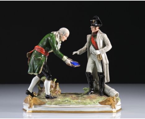Saxon porcelain group depicting Napoleon - Weight:  1.18 kg - Sizes: H=240mm L=240mm  - Condition: at first sight - good cond