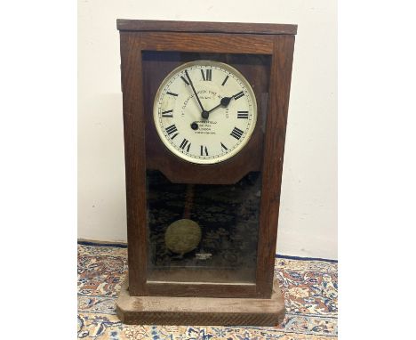 The Gledhill-Brook Time Recorders Ltd Patent - early C20th eight day oak wall/shelf clock, full length glazed door enclosing 