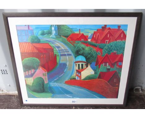 After David Hockney (British Contemporary) 'The Road to York through Sledmere 1997' colour print, 49cm x 60cm 