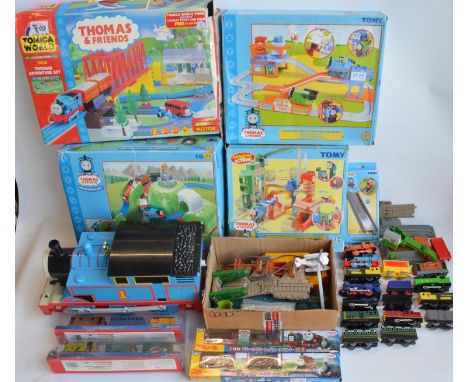 Collection of Thomas &amp; Friends battery operated plastic model train sets from Tomy and Takara Tomy to include Thomas Adve