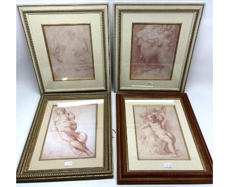 Pair of colour prints of Old Master drawings, 36cm x 26cm and two others (4) 