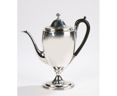 George III silver coffee pot, London 1795, maker Paul Storr, domed cover with orb finial and flush hinge, wooden scroll cappe