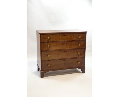 A 19th century mahogany chest of four long drawers with brass handles and bracket feet, 109.5cm high x 118cm wide x 53.5cm de