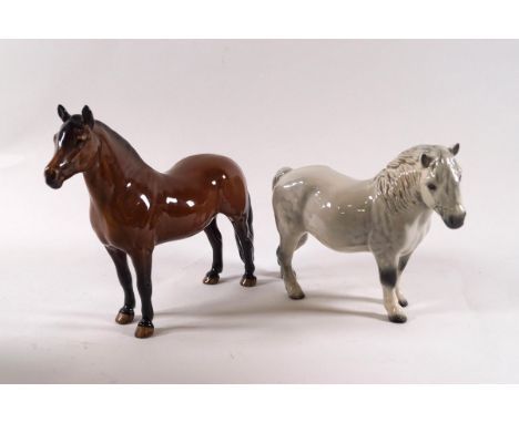 A Beswick model of a Dartmoor pony titled "Warlord", boxed with certificate, and a Beswick model of a Shetland pony, printed 