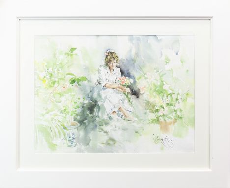 * GORDON KING,PORTRAIT OF A GIRLwatercolour on paper, signed77cm x 76cmMounted, framed and under glass