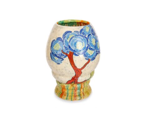 CLARICE CLIFF (1899–1972) FOR NEWPORT POTTERY, PATINA TREE PATTERN VASE, CIRCA 1935 shape no. 362, stamped PROVISIONAL PATENT