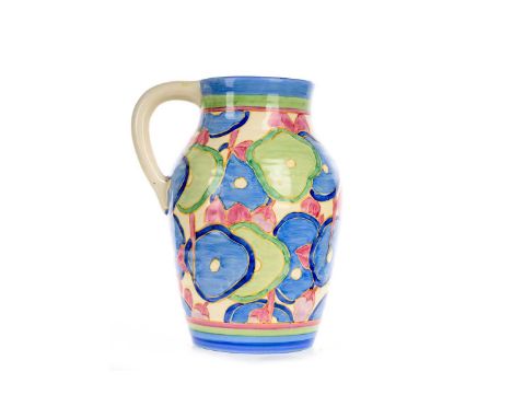 CLARICE CLIFF FOR NEWPORT POTTERY, 'BLUE CHINTZ' ISIS JUG, CIRCA 1930-39 moulded ISIS and Bizarre marks to base24.7cm highCon
