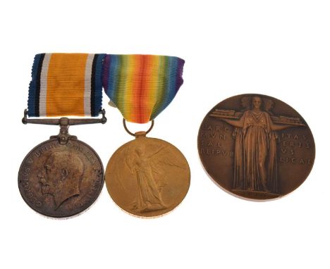 First World War medal pair awarded to Private. E. Loveridge of the Duke of Cornwall Light Infantry (38815 Pte. E. Loveridge. 