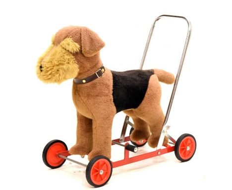 Modern Merrythought child's push along plush dog, 53.5cm high 