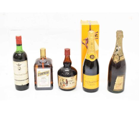 Marquis de Saint-Estephe 1973 Medoc, Cadre Noir sparkling wine, Veuve Cliquot Ponsardin Champagne, Cointreau and Commandrie S