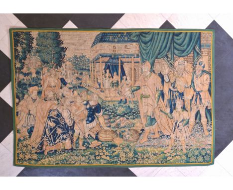 A fine and large Brussels wall tapestry showing Joseph being sold by his brothers, late 16th C.341 x 231 cm