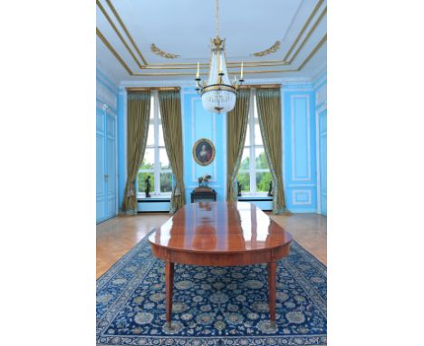 A French Empire mahogany table on eight legs, first quarter 19th C.H 72 - L 354 - D 147 cm    With three later mahogany table