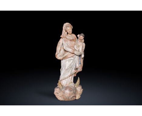 An Antwerp polychrome painted terracotta Madonna and Child, first quarter 18th C.H 60,5 cm