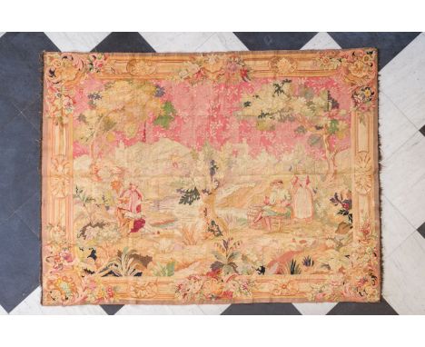 A French wall tapestry with an animated landscape, 19th/20th C.272 x 204,5 cm
