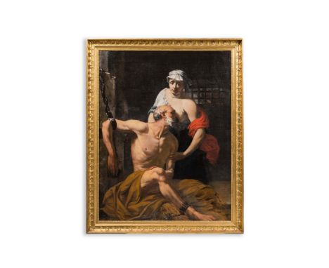 French school: Cimon and Pero or Caritas Romana, oil on canvas, 18th C.Work: 145 x 112,5 cm Frame: 162 x 130 cm  Cimon was se