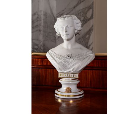 Monogrammed C.F., prob. Christian Frank (19th C.): A Viennese portrait bust of Empress Elisabeth, biscuit and porcelain, date