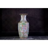 A Chinese Canton famille rose vase with palace scenes and floral design, 19th C.